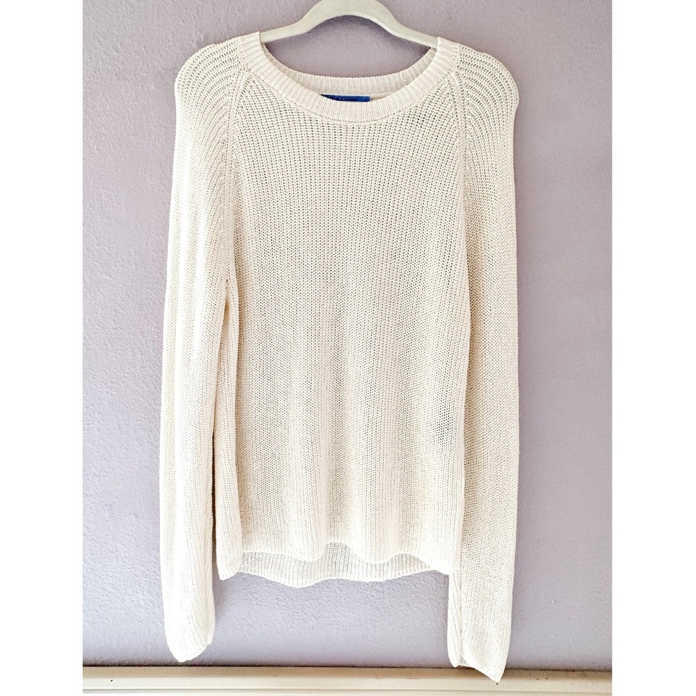 J.McLaughlin Linen Blend‎ Open Knit Crewneck Sweater Boho Coastal Large